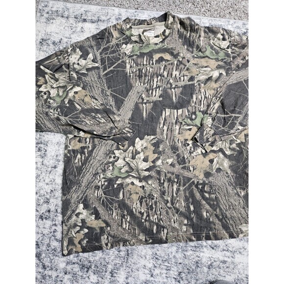 Vintage Jerzees outdoors Camo Long Sleeve Pocket Shirt SZ XXL USA Made Mossy Oak - Picture 1 of 8